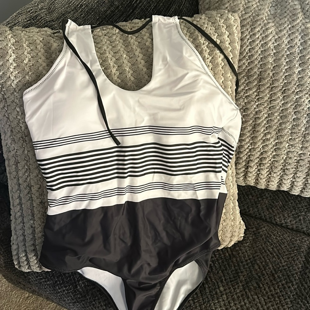 Black and white swimsuit
